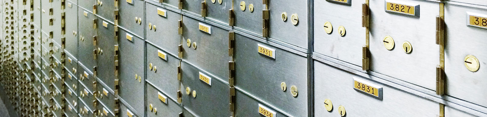 Row of safe deposit boxes