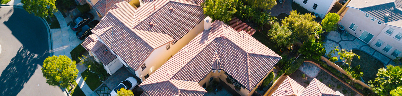 Aerial view of neighborhood houses